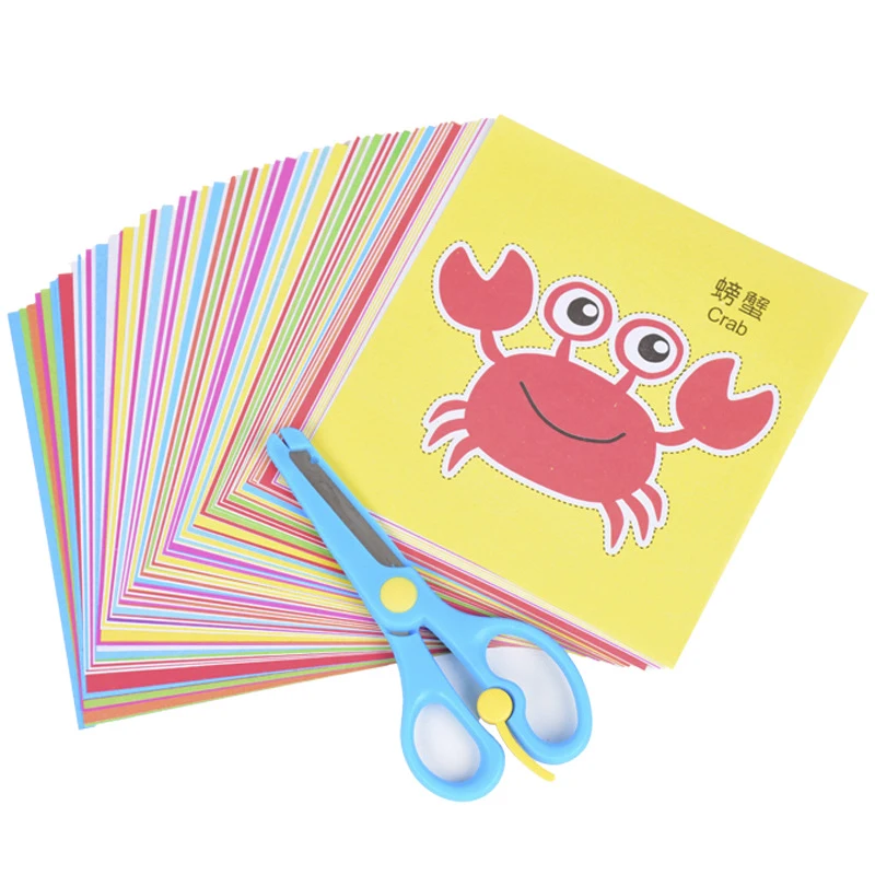 96 יחידות ילדים קרטון DIY צבעוני נייר חיתוך צעצועים מתקפלים ילדים אמנות נייר ידנית חינוכי לילדים