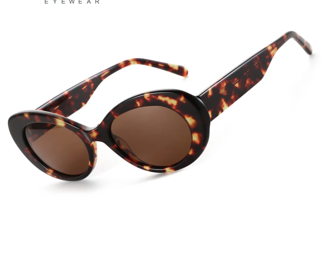 משקפי שמש אובליים פולאריים מעוצבים לנשים עם מסגרת עבה והגנה מפני קרני השמש