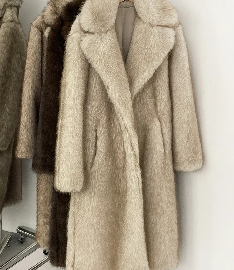 מעיל פרווה מלאכותית אלגנטי, יוקרתי לנשים לחורף 2025