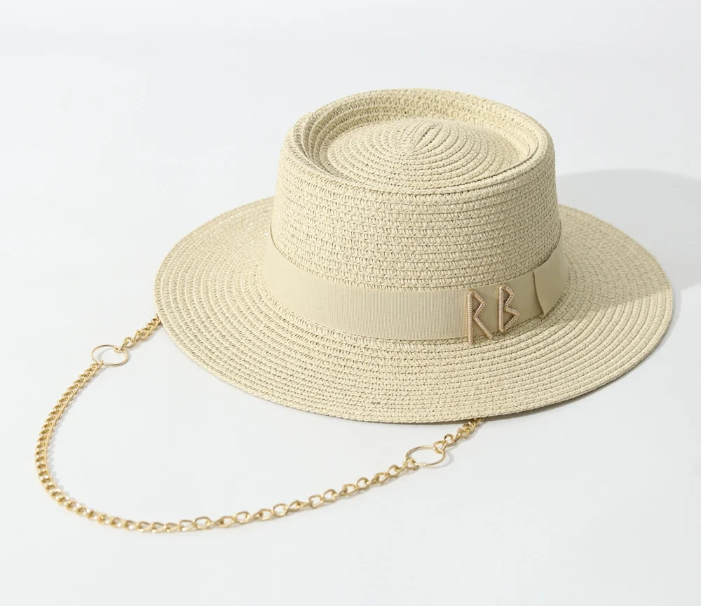 כובע קש קיץ לנשים עם קישוט סרט אלגנטי לחוף הים למסיבות ולטיולים, אביזר אופנה
