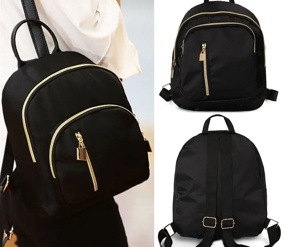 תיק גב מיני חמוד לנשים עם פונקציות מרובות, צבע שחור, מתאים לנסיעות ולשימוש יומיומי