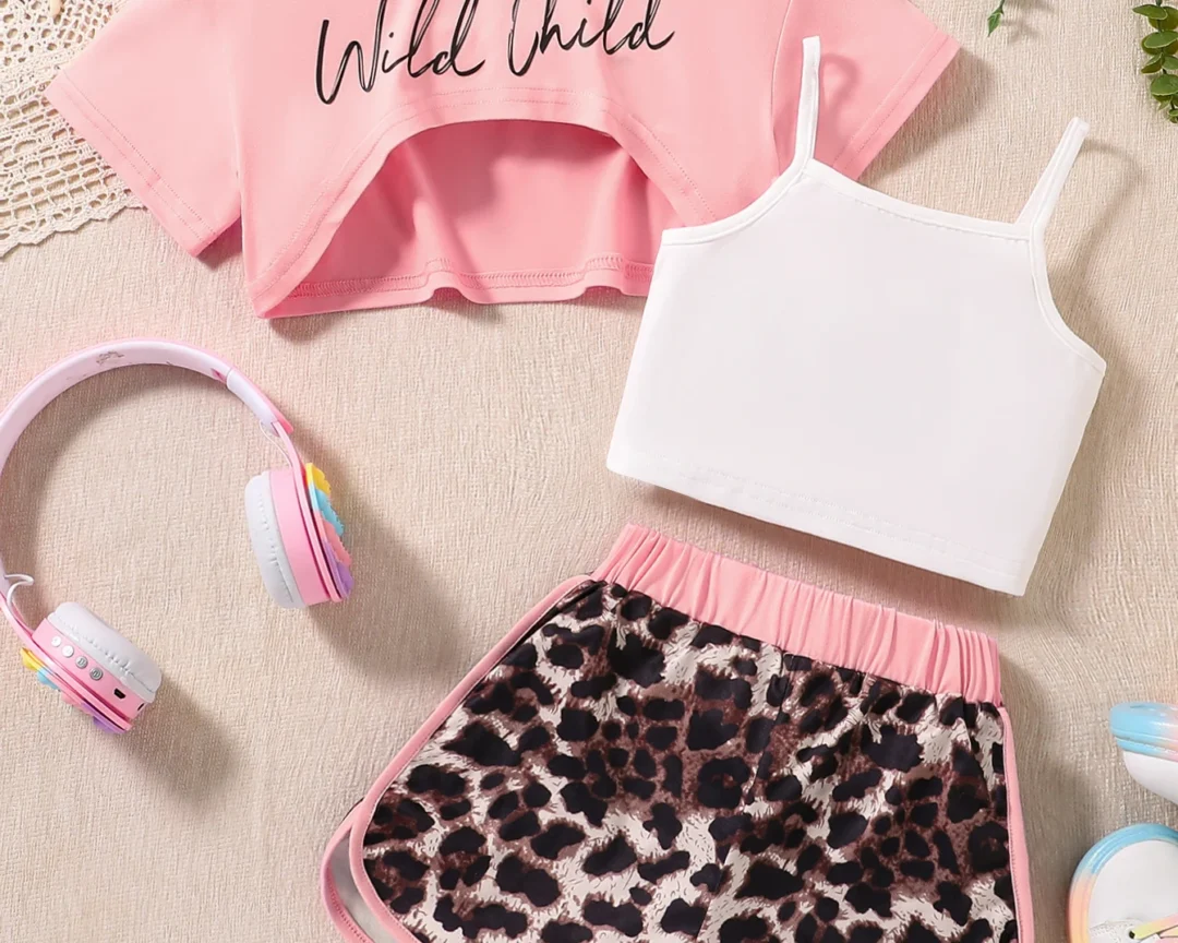 סט אופנתי לילדות, אופנת קז'ואל 3 חלקים נוחים