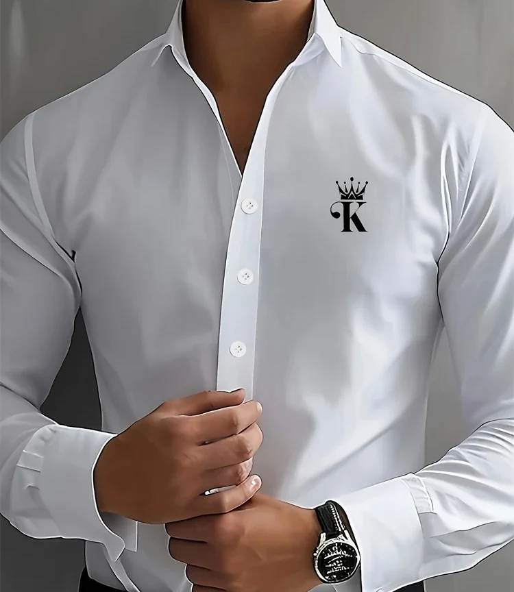 חולצה אופנתית חדשה וקלאסית לגברים, אלגנטית מחויטת עם כפתורים