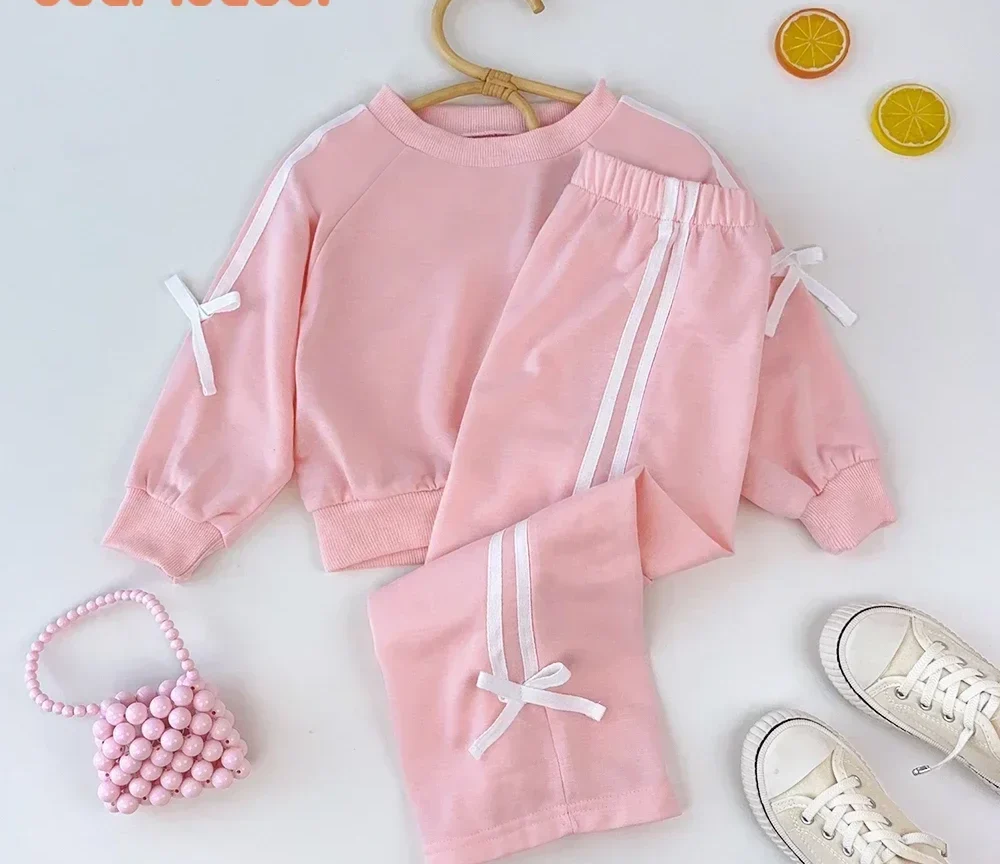 סט 2 חלקים ורוד חלק עליון + מכנסיים