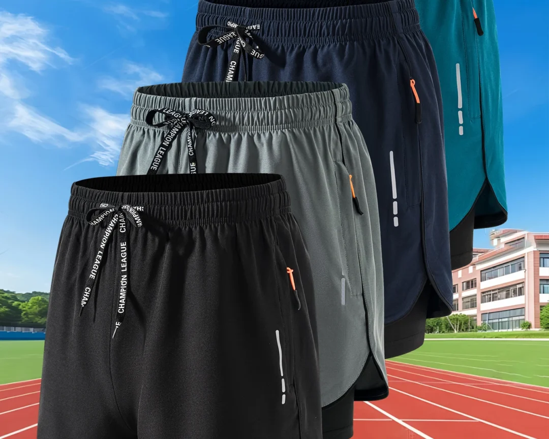 בגד ים לגברים לקיץ, לשחייה ולאימון בחדר כושר, שכבה כפולה