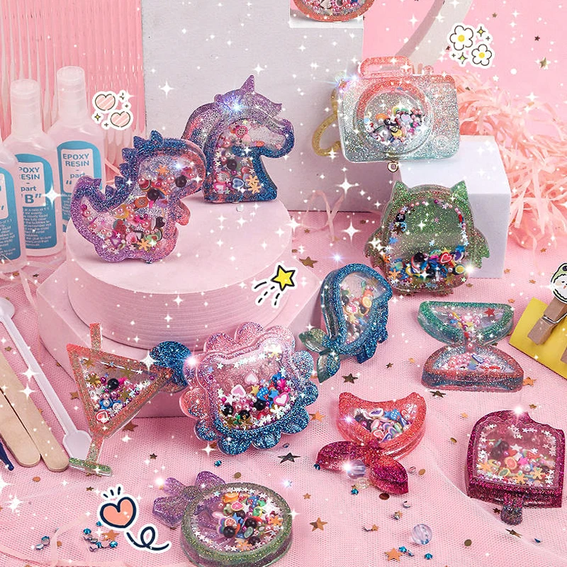 סט אמנות מחזיק מפתחות עם דבק קריסטלי לילדים ליום ההולדת בנות