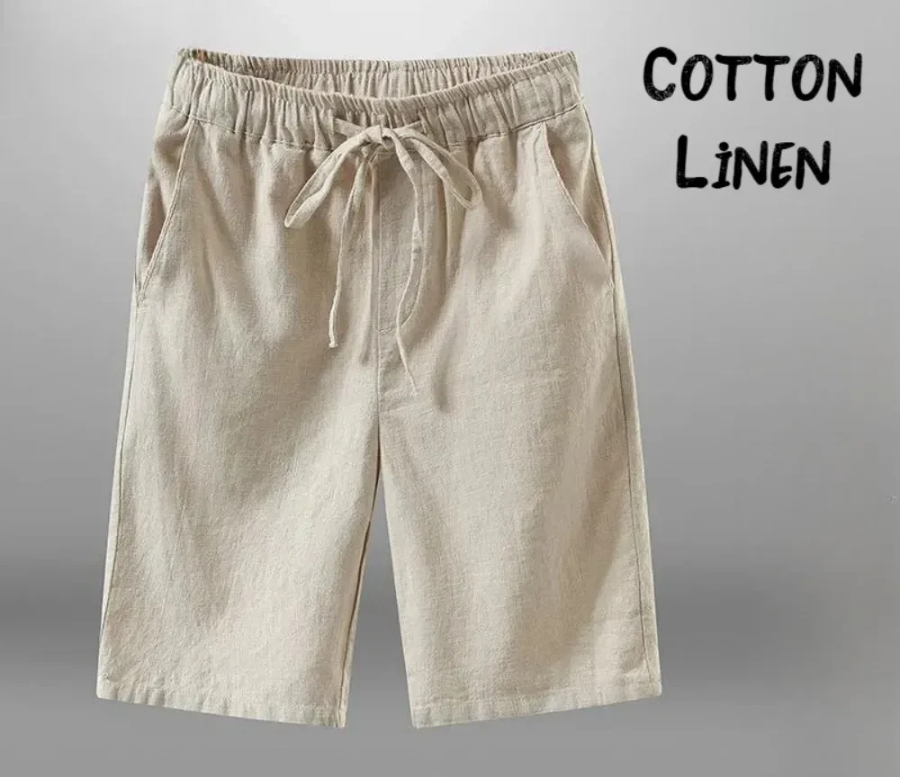 מכנסיים קצרים לגברים מבד כותנה פשתן לשימוש יומיומי ולכל אירוע מזדמן