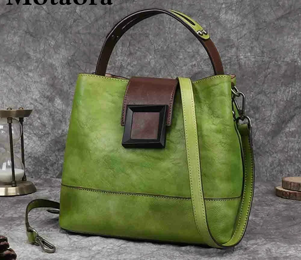 תיק עור אמיתי רטרו לנשים , תיק כתף ידני מעור פרימיום, עיצוב וינטג'