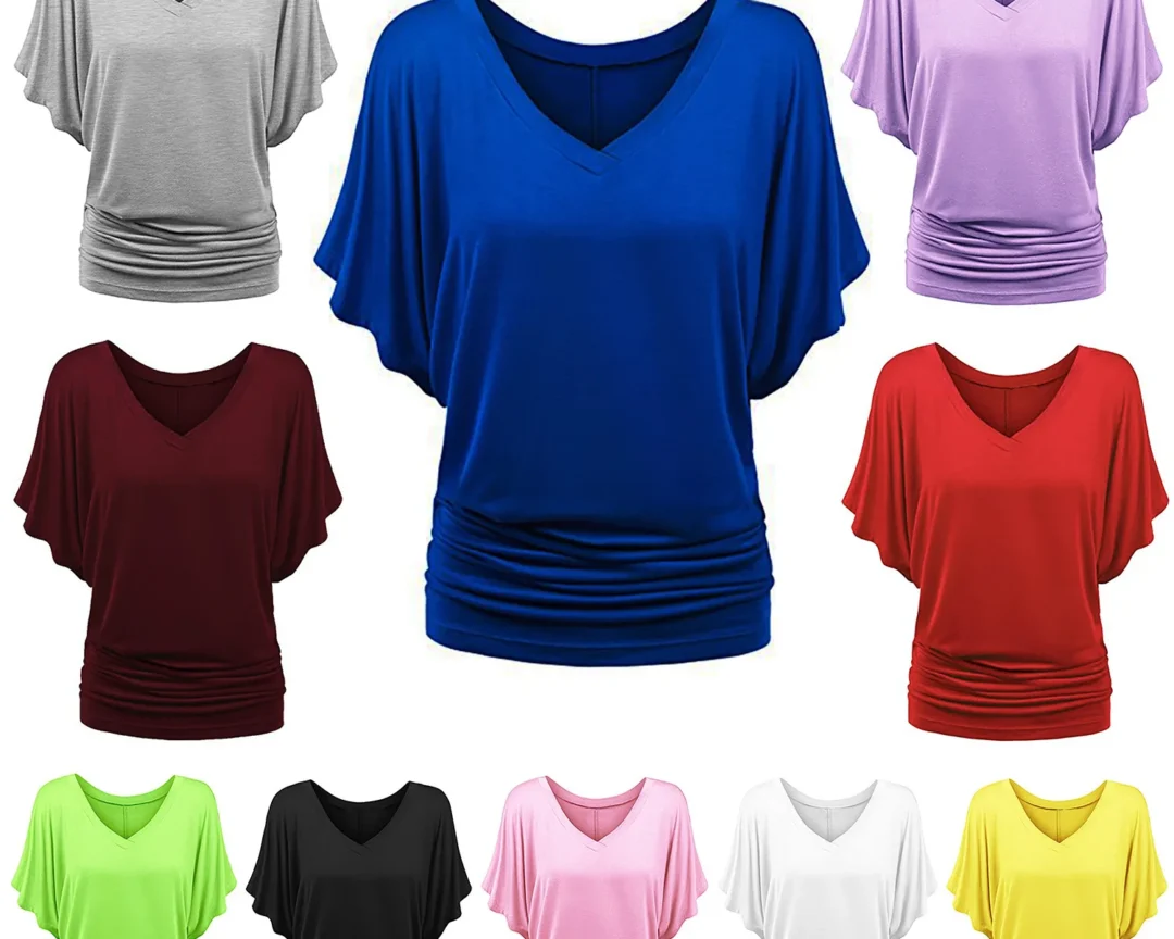 חולצת נשים  v שרוול קצר קיץ  S-5XL