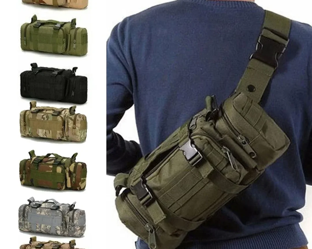 תיק חגורה לטיולים וקמפינג, עשוי ניילון, עמיד בפני שחיקה ושריטות, עיצוב רב כיסים, כולל כיס מותאם לטלפון נייד, יכול לשמש כתיק מותן, תיק כתף או תיק חגורת ירכיים