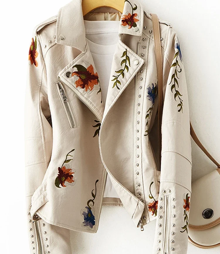 ג'קט חדש ג'מס לנשים רטרו פרחוני עם הדפסת רקמה