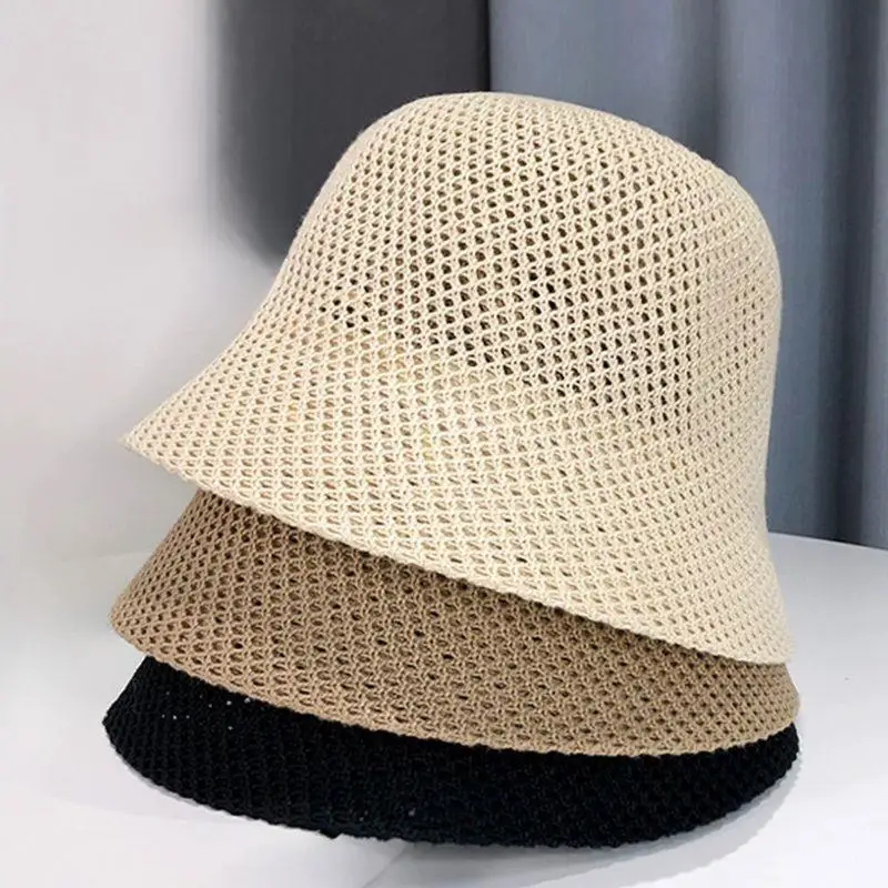 כובע נשים רטרו עם חורים לקיץ, דק ונושם, כובע פנמה מתקפל יפני