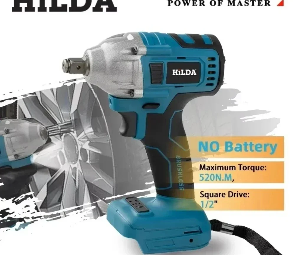 מברגה חשמלית HILDA 18V  נטען, 1/2 תקע, אלחוטי לסוללת מקיטה