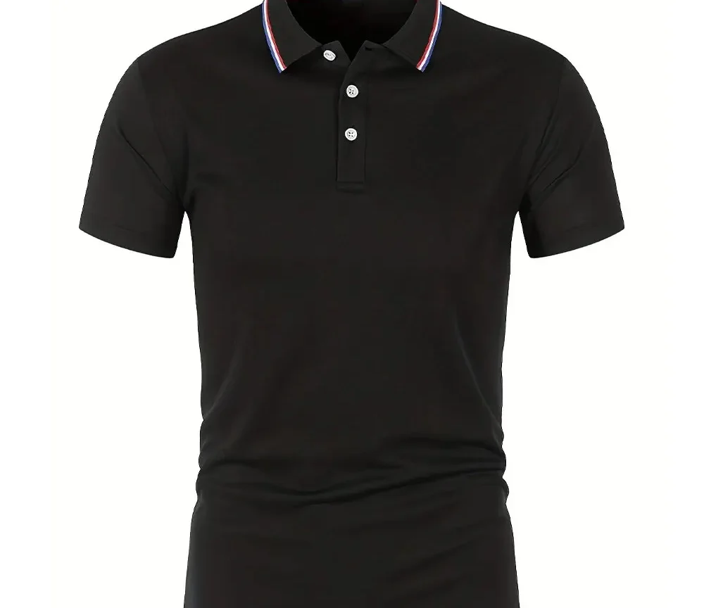 מכירה חמה לקיץ של חולצת נוחה ונושמת לגברים בצבע אחיד איכותית עם שרוול קצר