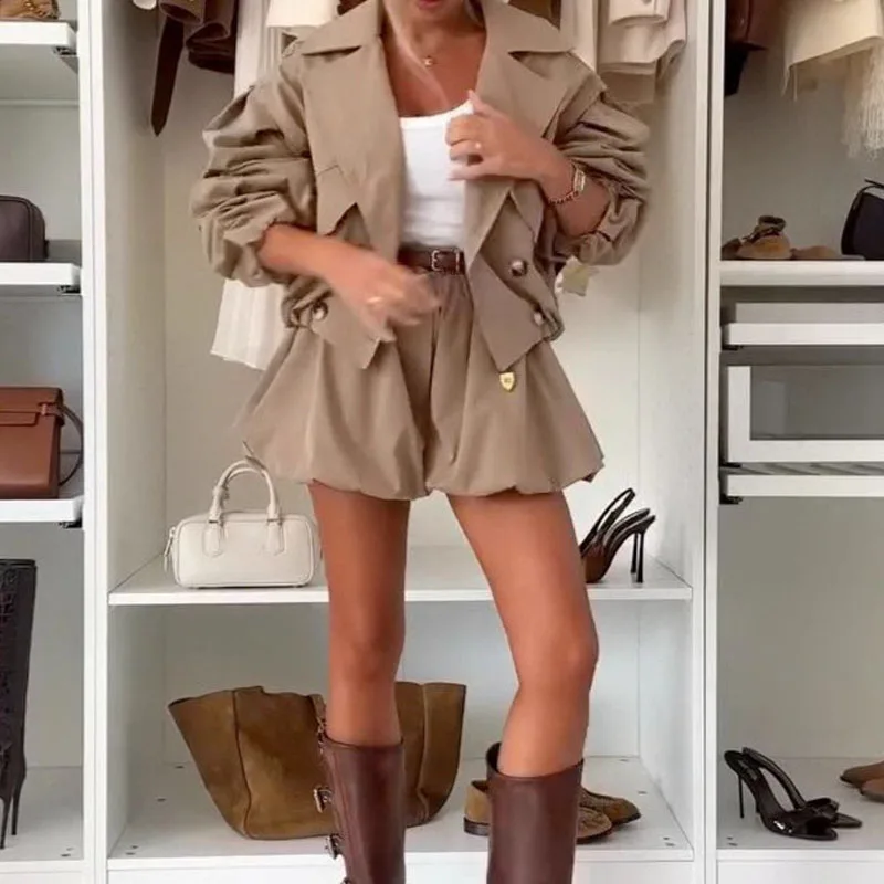 חליפת מגניבה שני חלקים, חולצת סלינג סקסית + חצאית מכנס