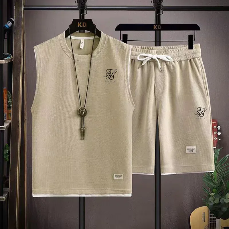 חליפה חדשה לגברים מבד כותנה רך ונעים, סט ספורטיבי קז'ואלי נושם ומרווח