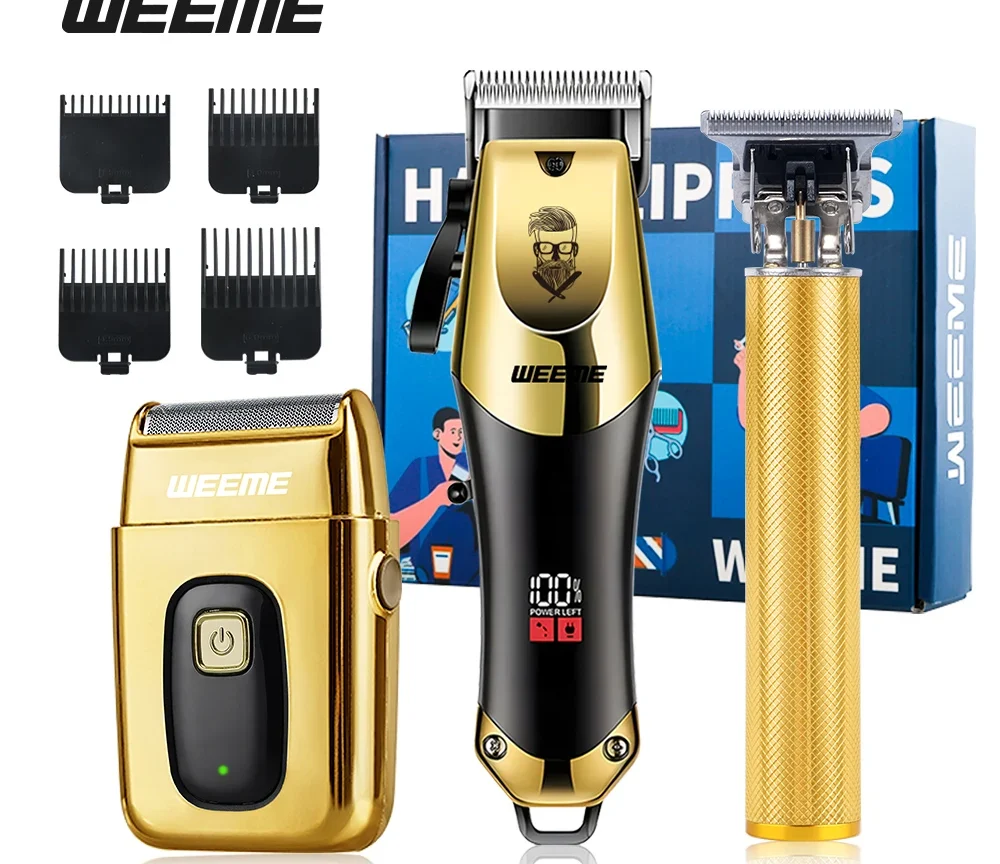 ערכת מספרות לגברים עם טעינה USB 3 ב-1, מכונת גילוח אלחוטית, מתנה מושלמת לגברים