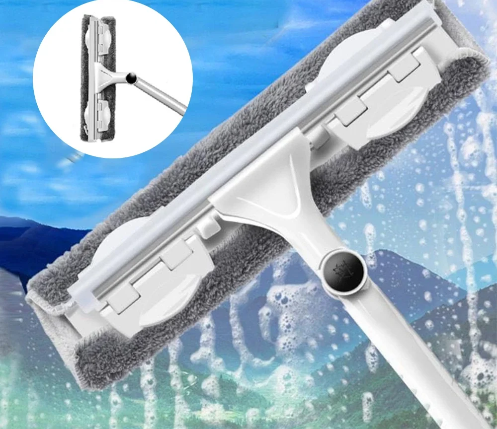 מוט טלסקופי זכוכית לניקוי חלונות, בעל ידית ארוכה ונשלפת הניתנת להארכה, קל ונוח להרכבה, כולל סמרטוט מיקרופייבר כביס