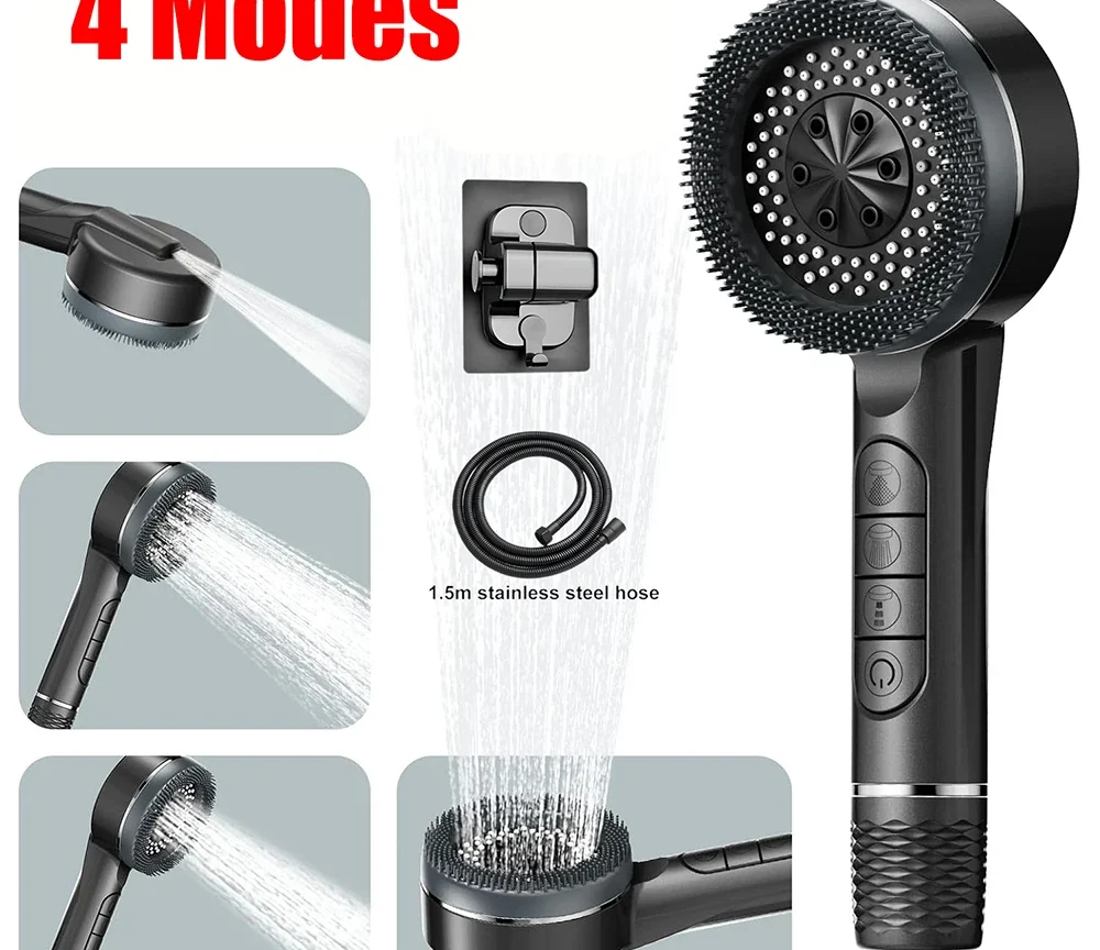 ראש מקלחת מתכוונן, עם 4 מצבים