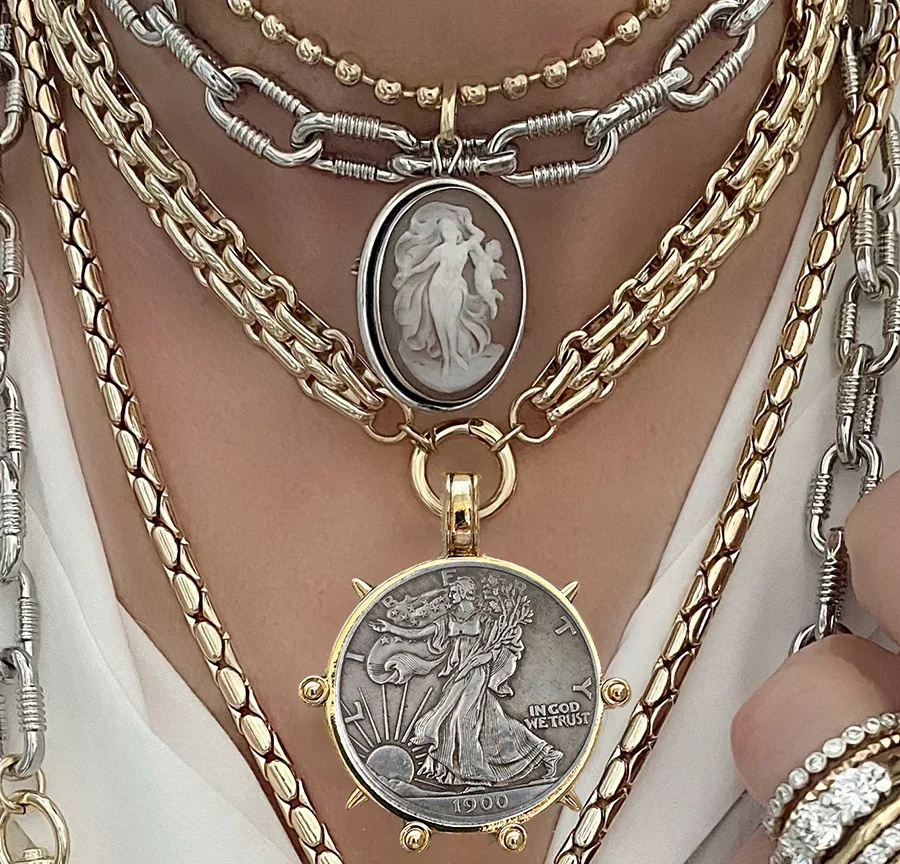 שרשרת קובית גותית טרנדית עבה לנשים, תליון מטבע מלכה וינטאג', תכשיטי היפ הופ