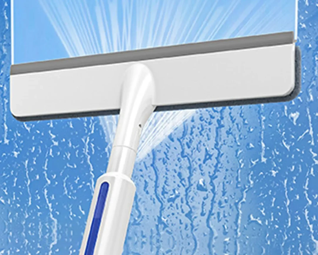 מגב לניקוי חלונות עם ספריי ו-3 פדים, כלי ניקוי חלונות חדש לשנת 2025, מנקה חלונות דו צדדי עם ידית ארוכה