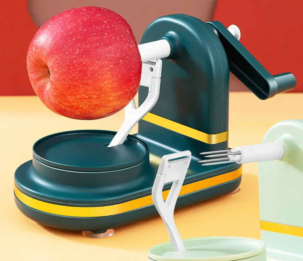 קולפן תפוחים ידני רב-תכליתי עם להבי נירוסטה ומנגנון סיבוב קל