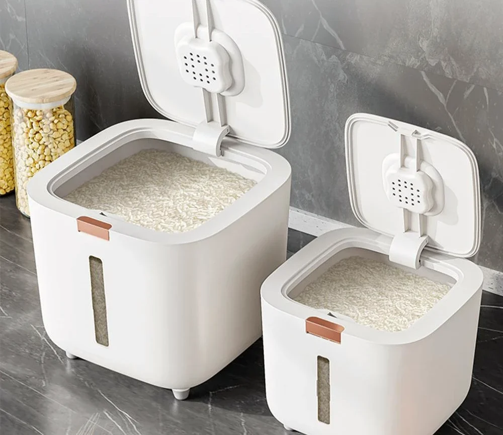 תיבת אורז עמידה במזיקים, עמידה בלחות, צנצנת מאוטמת לגרגירים, תיבת אחסון למטבח בנפח 5/10 קילוגרמים עם מכסה